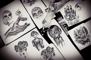 A dad holds hands with his young daugher tattoo idea