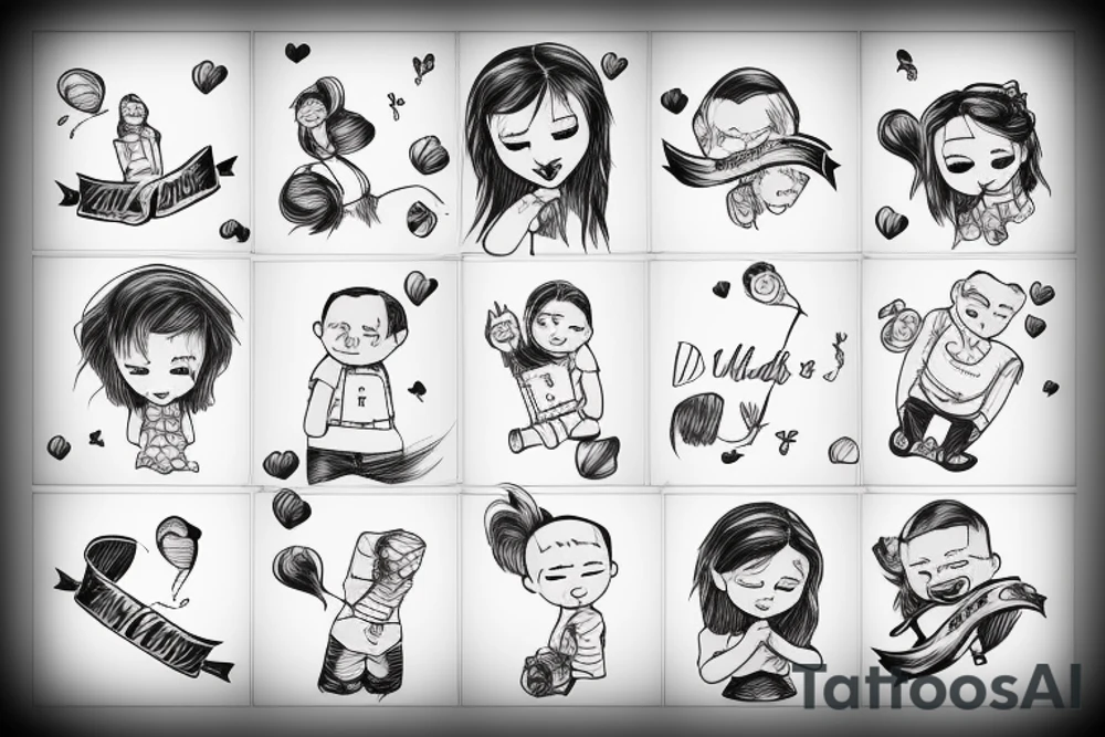 A dad holds hands with his young daughter tattoo idea