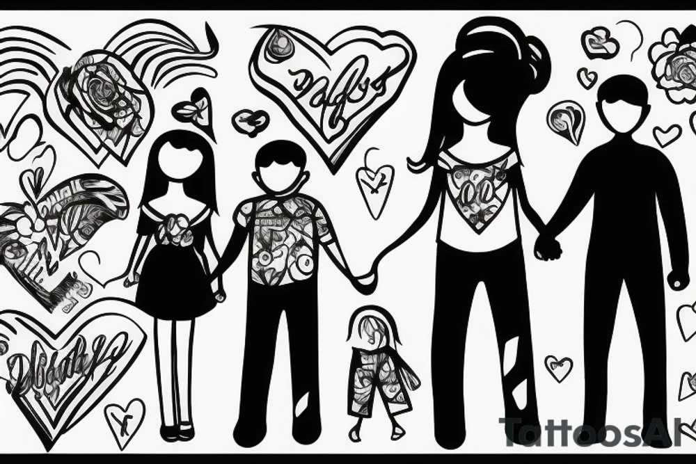 A dad holds hands with his young daughter tattoo idea