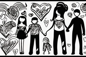 A dad holds hands with his young daughter tattoo idea