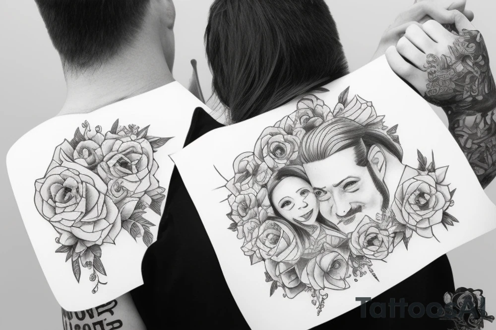 Father carrying daughter tattoo idea