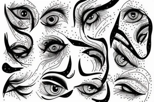 Cluster of distorted eyes tattoo idea
