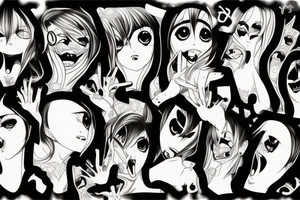 Distorted rage anime eyes tattoo idea