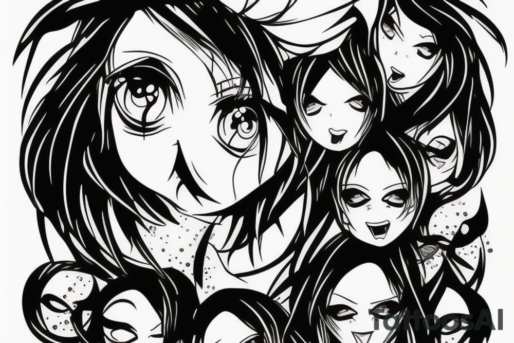 Distorted rage anime eyes tattoo idea