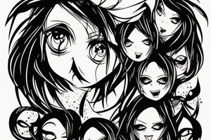 Distorted rage anime eyes tattoo idea