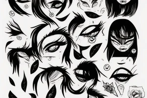 Distorted rage anime eyes tattoo idea