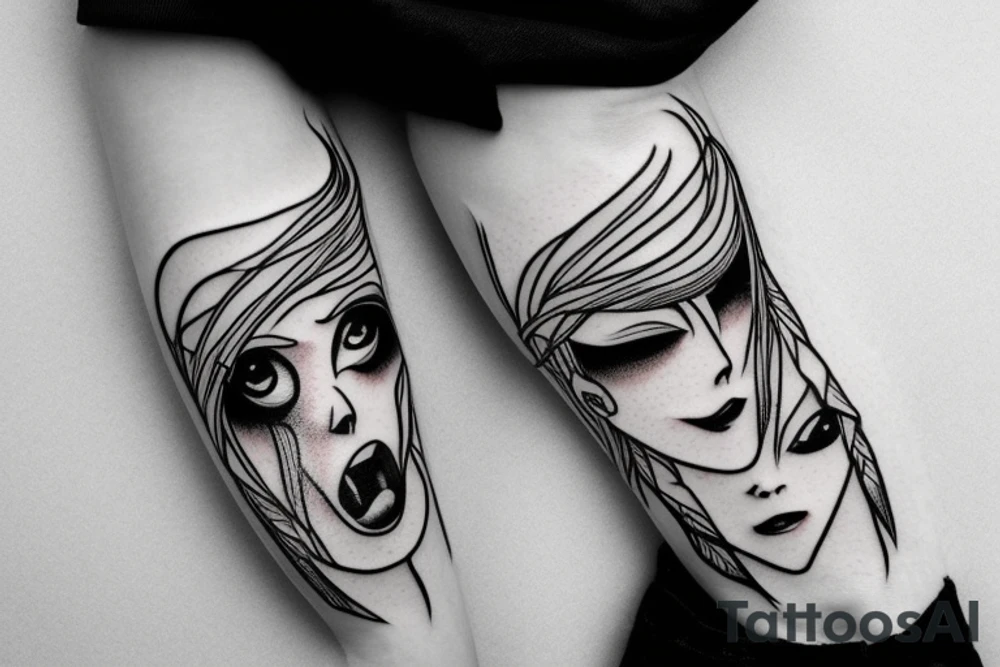 Distorted rage anime eyes tattoo idea