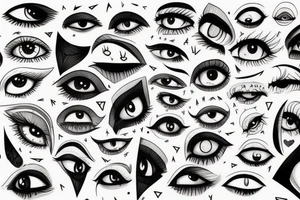 Row of pointed anime eyes filled with rage tattoo idea