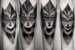 Row of sinister simplistic pointed eyes tattoo idea