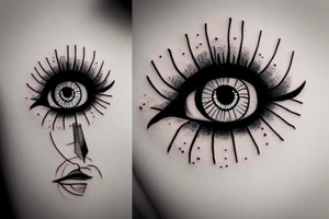 sinister simplistic pointed eye tattoo idea