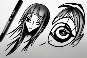 sinister simplistic pointed anime eye tattoo idea