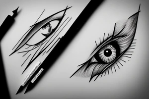 sinister simplistic pointed anime eye tattoo idea