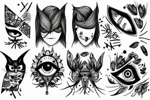 crazy simplistic pointed eyes tattoo idea