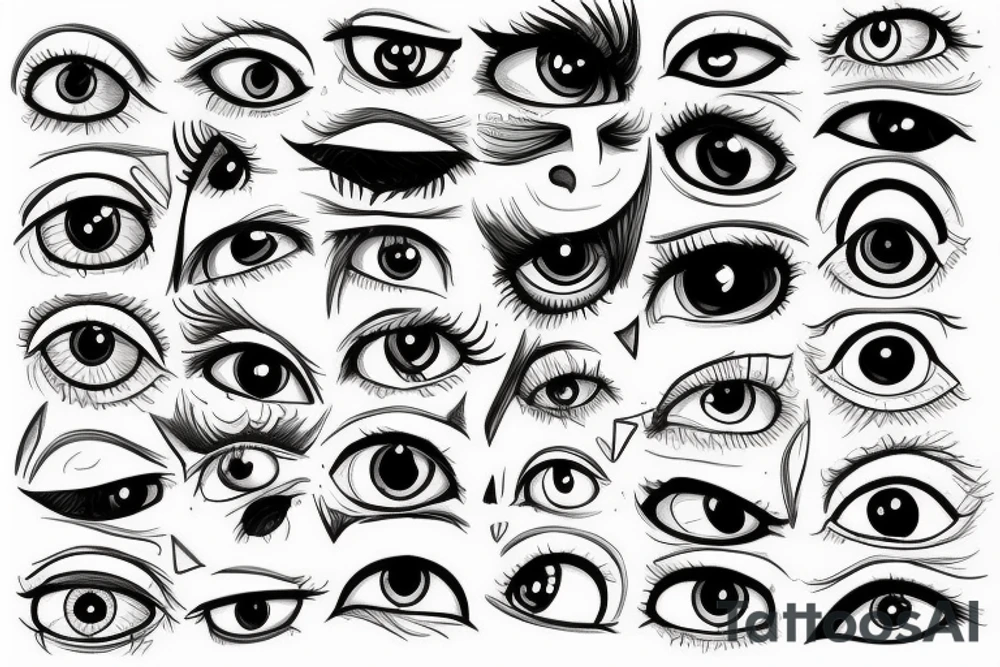 crazy simplistic pointed eyes tattoo idea