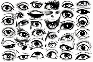 crazy simplistic pointed eyes tattoo idea