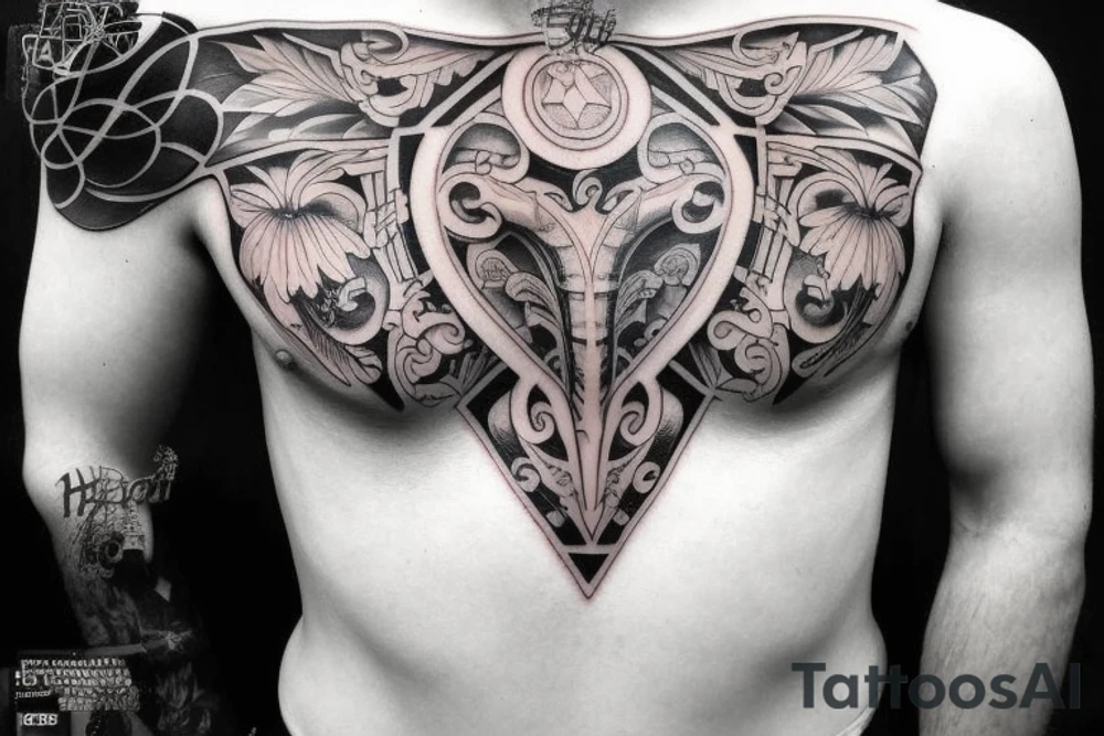 Roman tattoo. Half chest tattoo tattoo idea