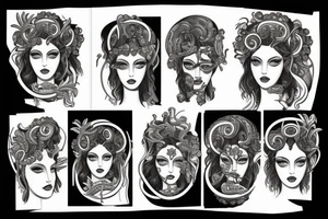 Portrait of Hera and Medusa tattoo idea