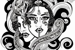 Portrait of Hera and Medusa tattoo idea