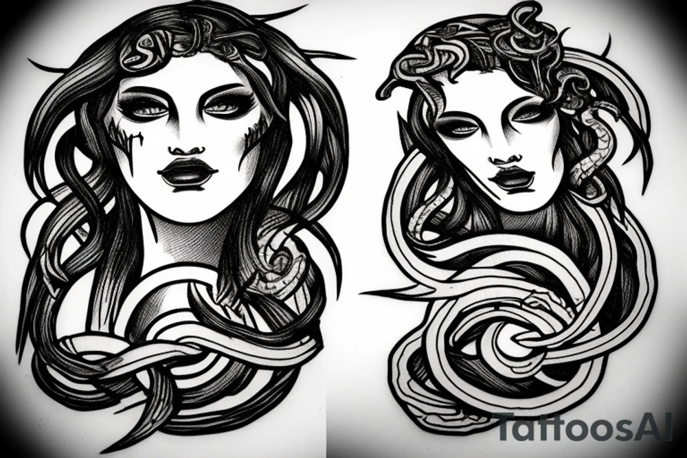 Portrait of Medusa grec styl tattoo idea