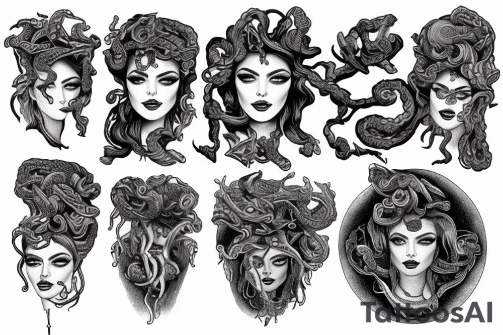 Portrait of Medusa grec styl tattoo idea