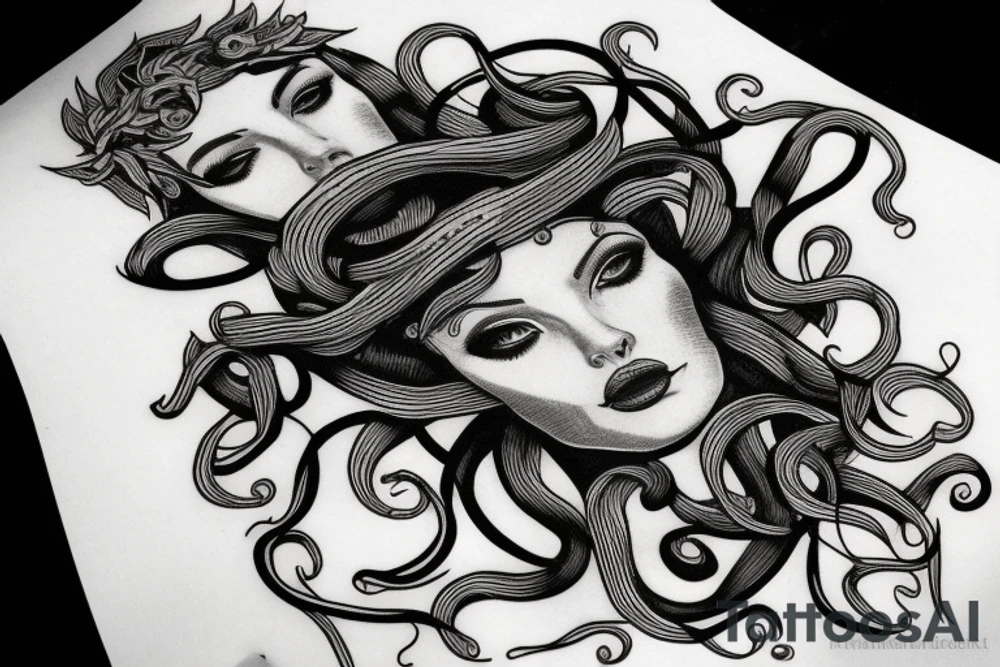 Portrait of Medusa grecque style tattoo idea