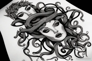 Portrait of Medusa grecque style tattoo idea