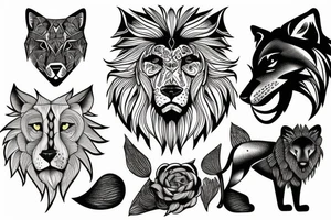 Lion and a wolf tattoo idea