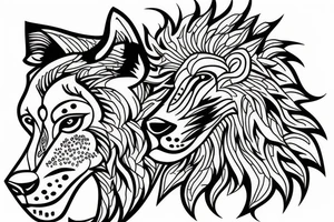 Lion and a wolf tattoo idea