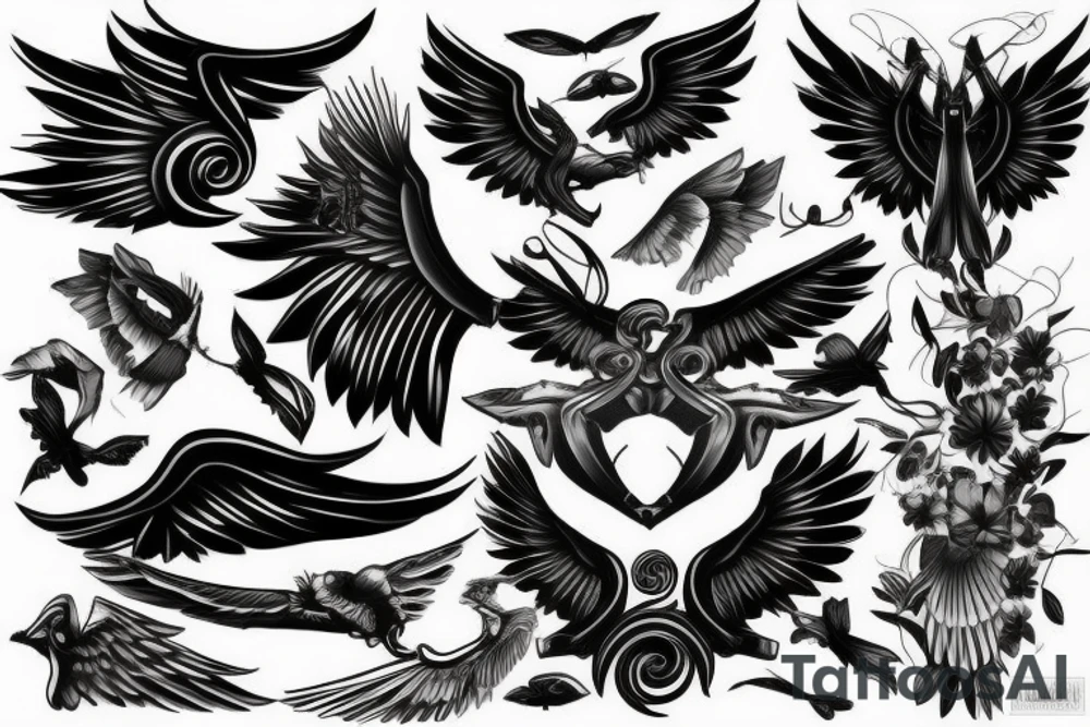 Black car with Wings tattoo idea