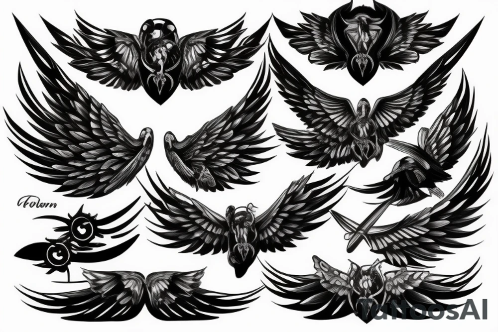 Black car with Wings tattoo idea