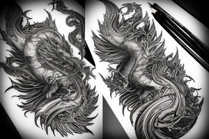 Galaxy dragon, tiny, ultra-realistic, intricate, epic composition, cinematic lighting, depth, realistic, hyperrealistic, ultra detailed, high resolution, tattoo idea