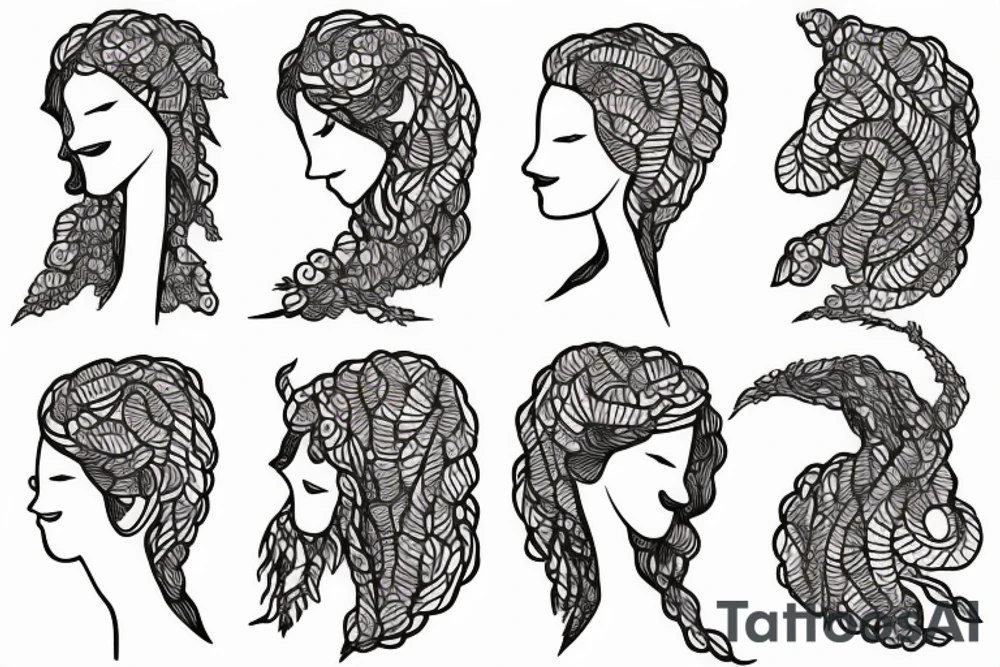 A tattoo of a woman with arms made of tree roots, hugging herself tattoo idea
