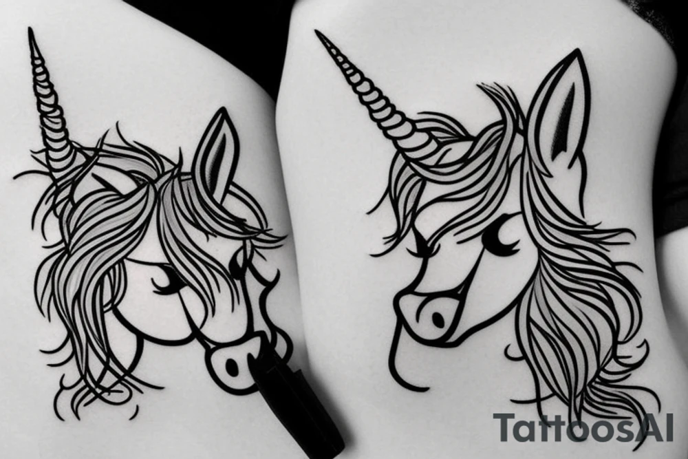 Single line unicorn tattoo idea