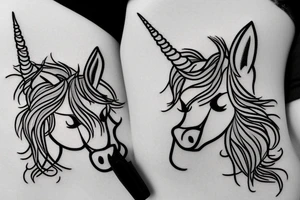 Single line unicorn tattoo idea