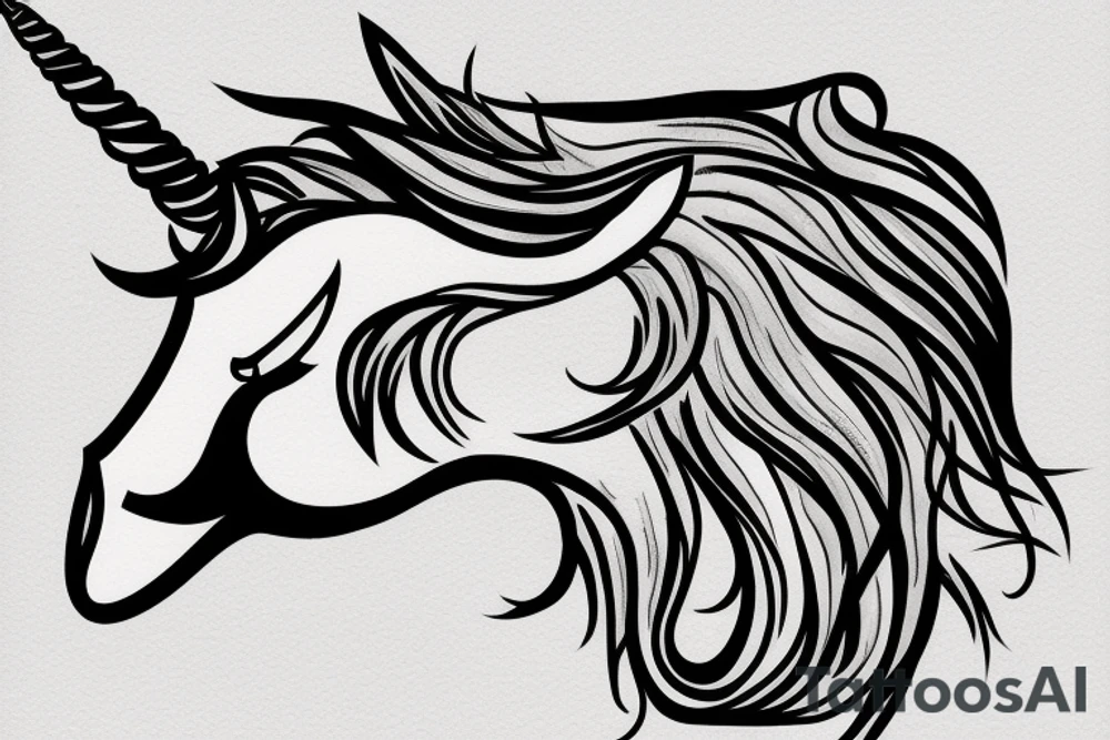 Single line unicorn tattoo idea