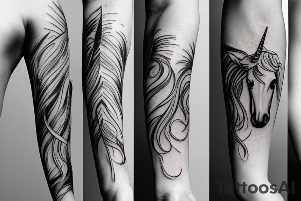 Single line unicorn tattoo idea