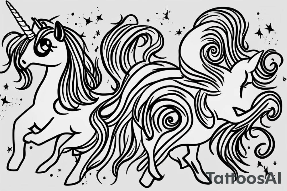 Single line unicorn tattoo idea