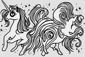 Single line unicorn tattoo idea