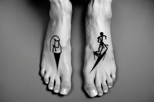Single line foot with appearing bones tattoo idea