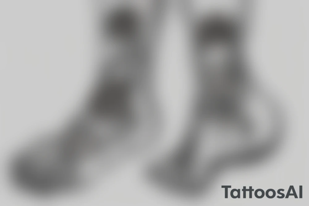 Single line foot with appearing bones tattoo idea