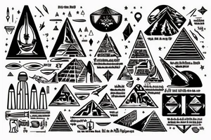The Alchemist. Egyptian Pyramids with Orion’s Belt. Half Sleeve tattoo idea