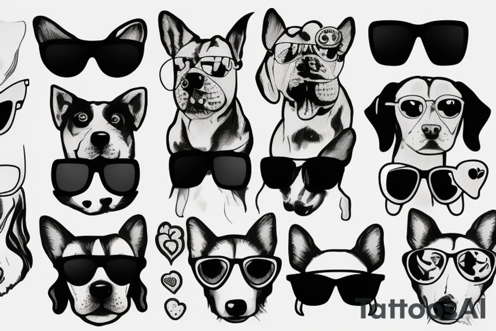 Dogs with sunglasses tattoo idea