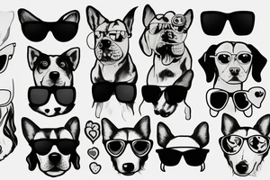 Dogs with sunglasses tattoo idea