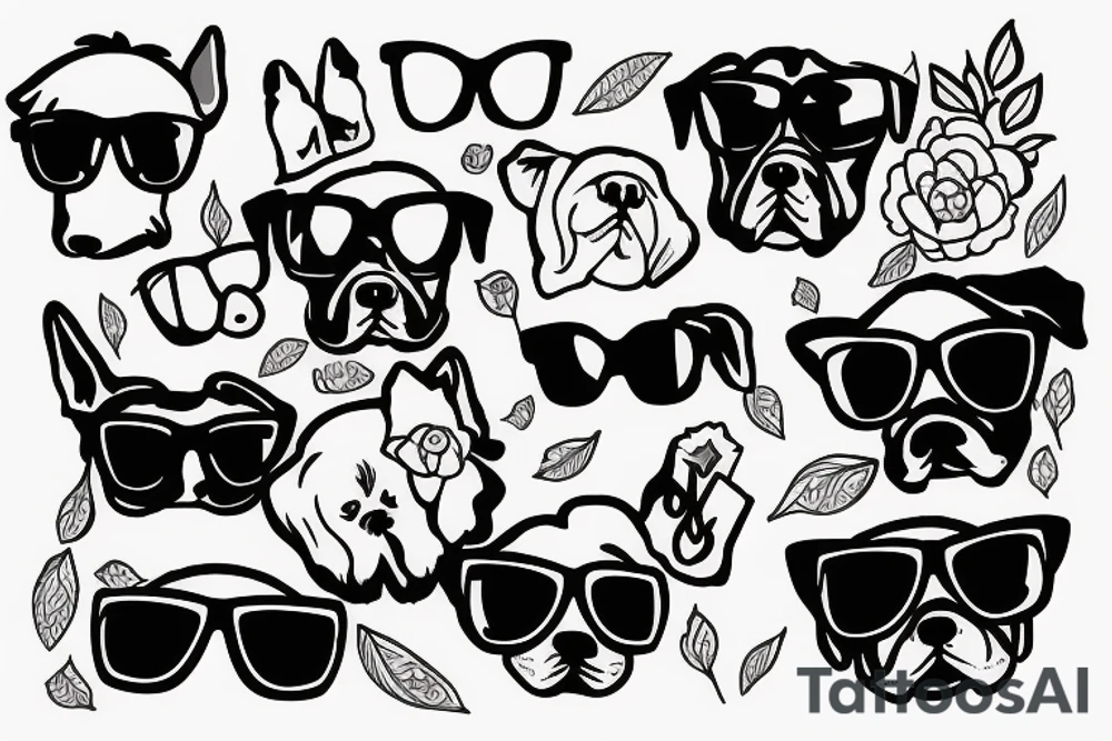Dogs with sunglasses tattoo idea