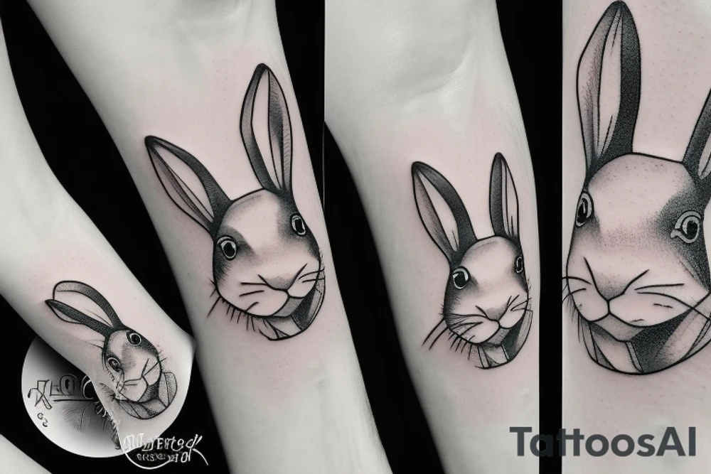 Rabbit in a bucket hat tattoo idea