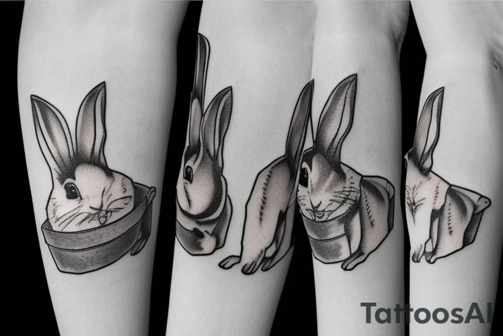 Rabbit in a bucket hat tattoo idea