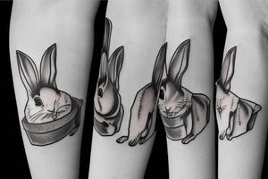 Rabbit in a bucket hat tattoo idea