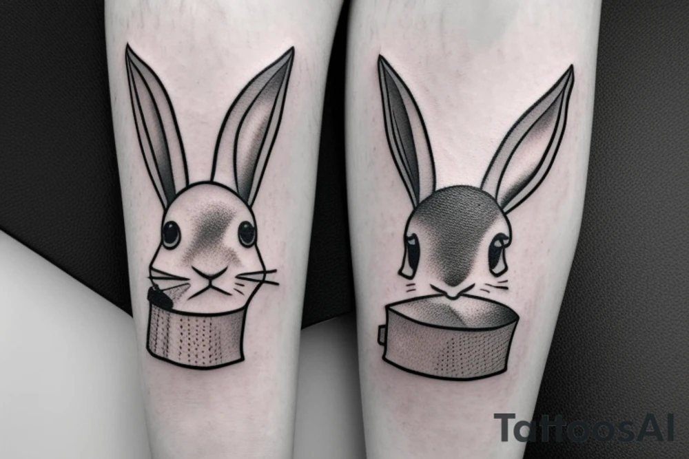 Rabbit in a bucket hat tattoo idea