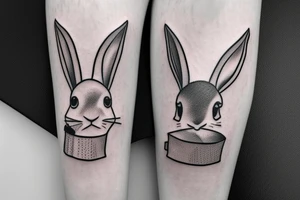 Rabbit in a bucket hat tattoo idea
