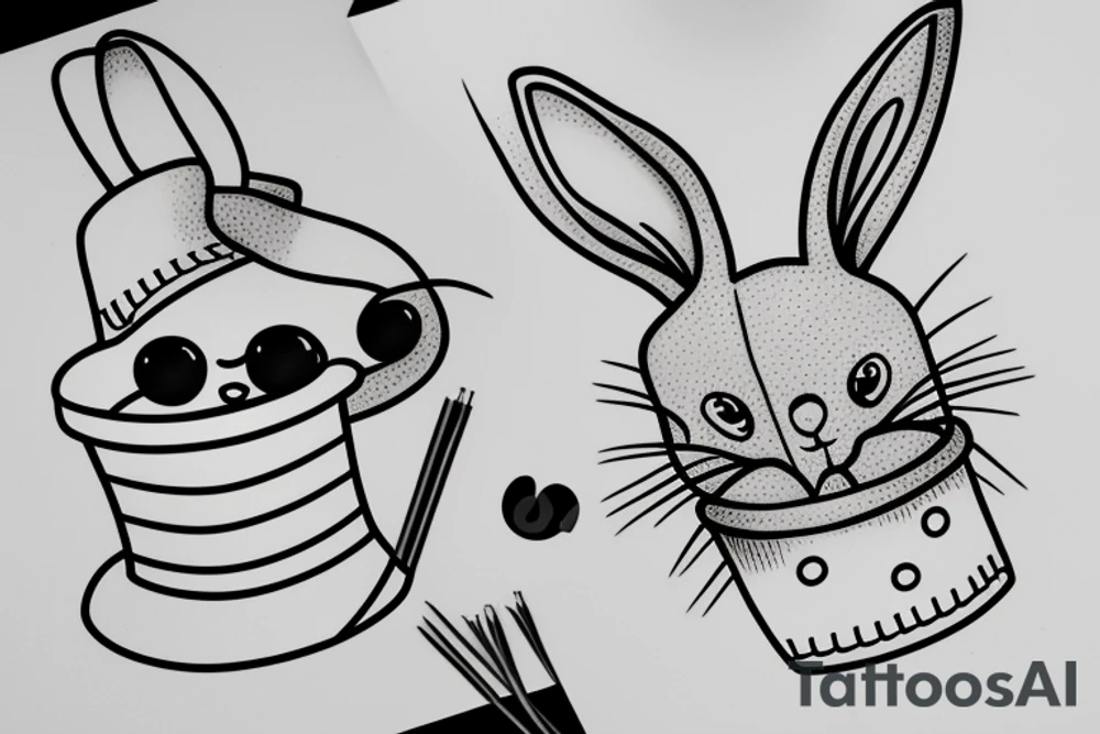 Rabbit in a bucket hat tattoo idea